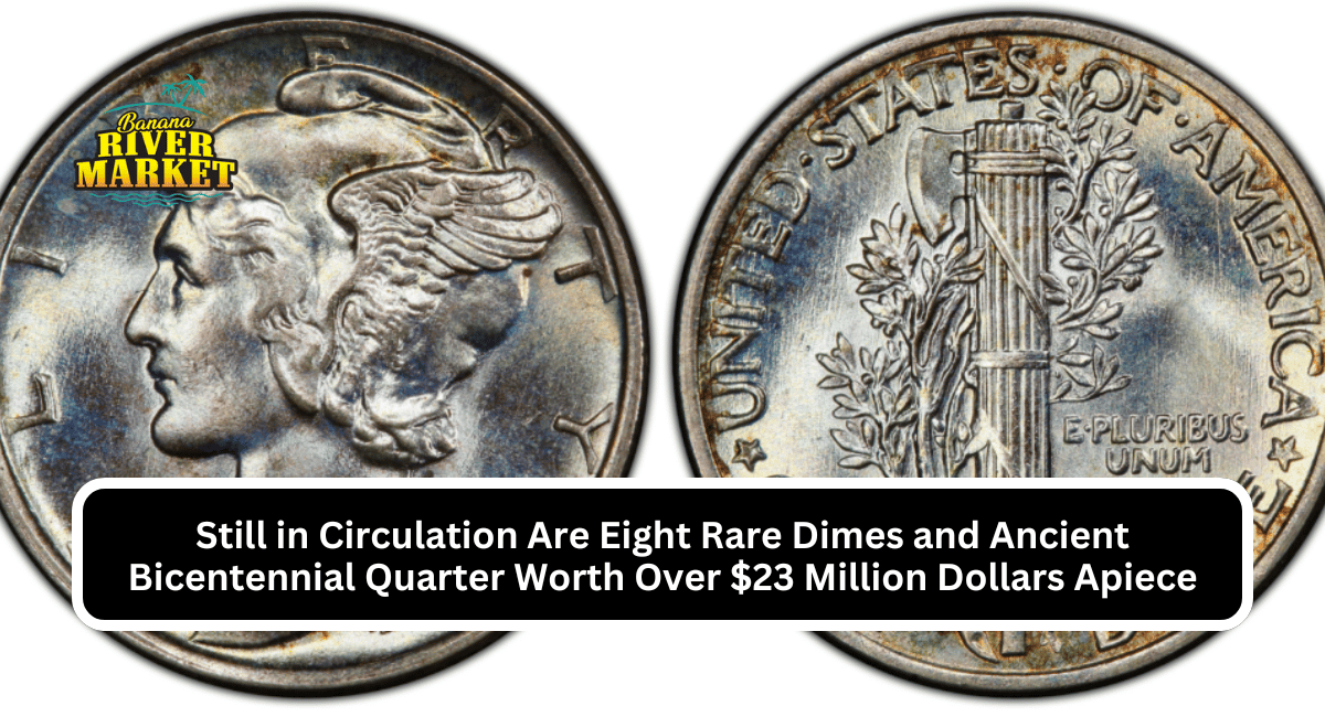 Still in Circulation Are Eight Rare Dimes and Ancient Bicentennial Quarter Worth Over $23 Million Dollars Apiece